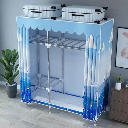 简易衣柜钢管布衣柜加粗加固卧室组装家用衣橱出租房挂衣收纳架子