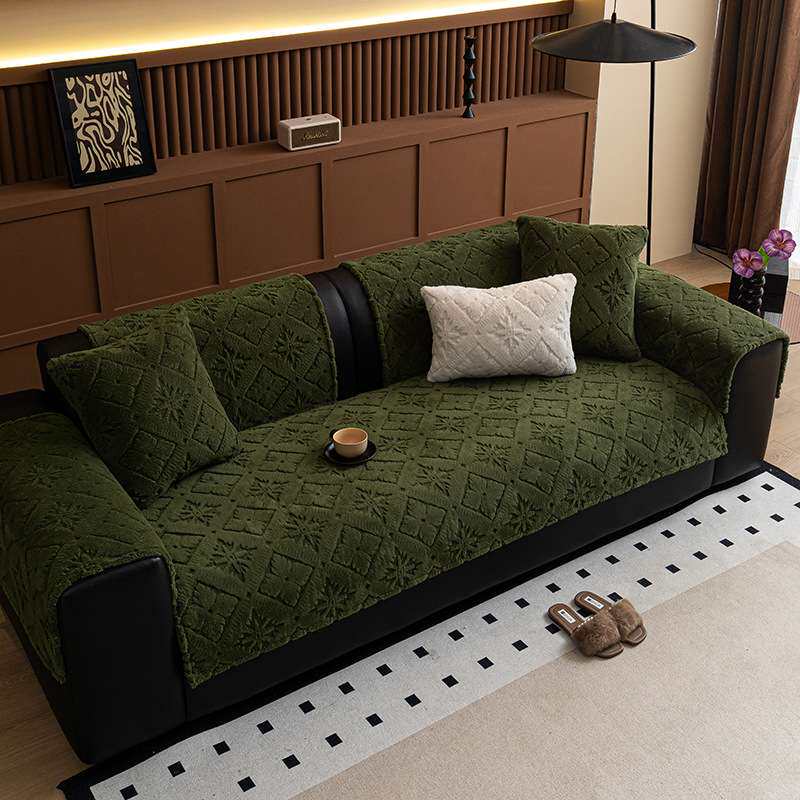 舒棉绒秋冬加厚直排皮沙发专用型防滑垫耐脏防尘轻奢高级感盖布巾