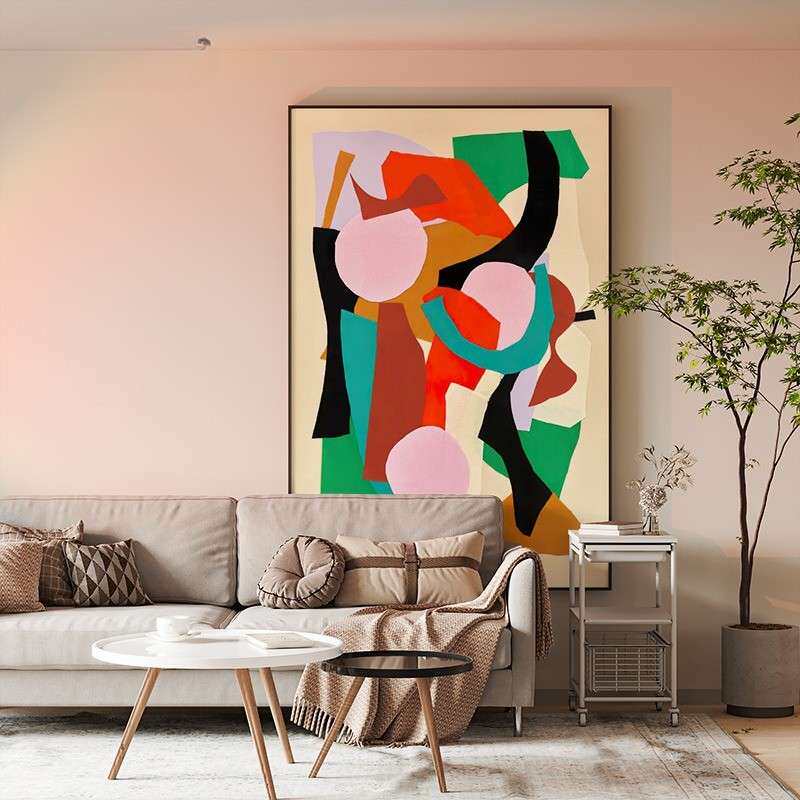 奶油风现代客厅沙发背景墙装饰画  彩色抽象艺术壁画走廊过道挂画