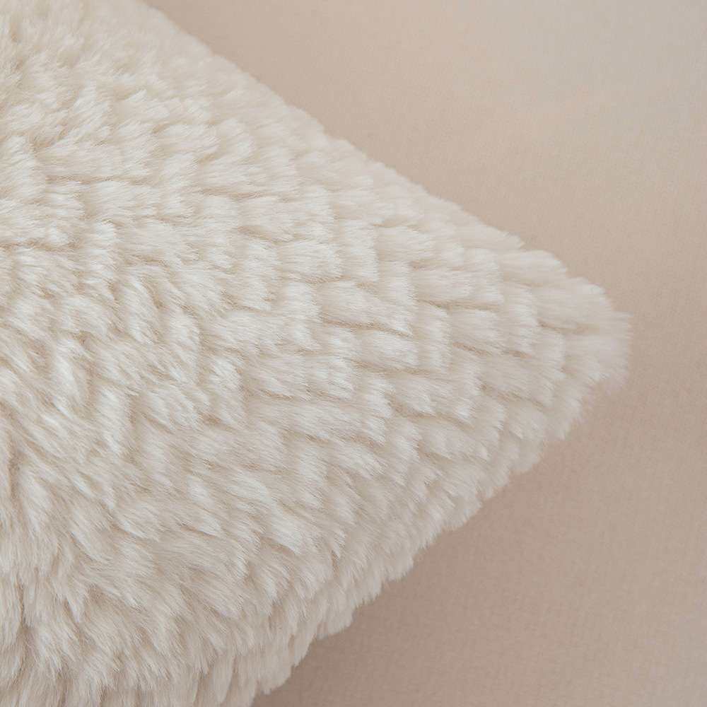 现代简约单面兔毛剪花抱枕套纯色客厅沙发装饰靠枕ins风床头靠垫