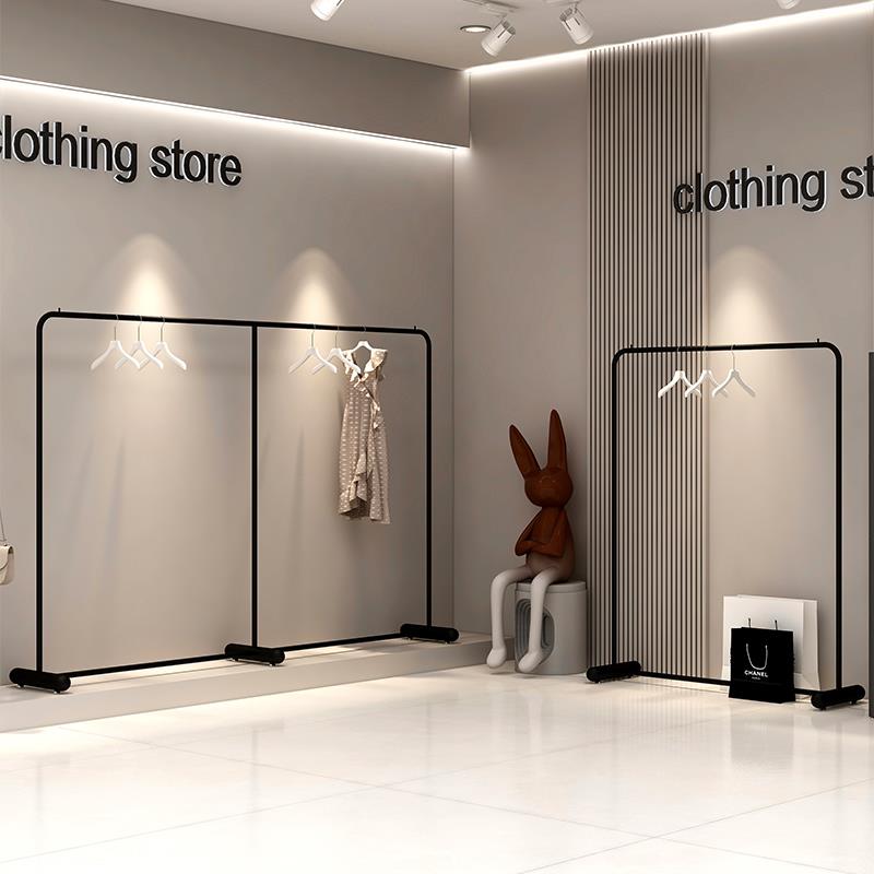 新疆包邮服装店衣架展示架落地式男女装店铁艺单杠中岛货架简约挂