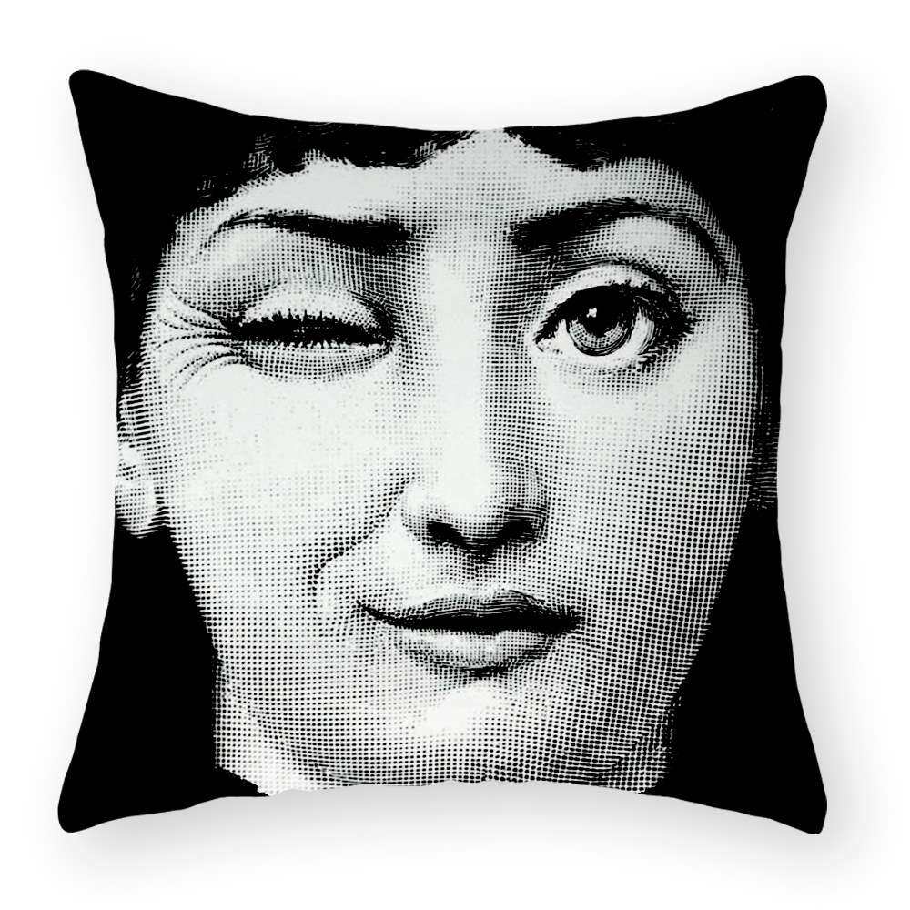 复古风搞怪表情系列印花抱枕套桃皮绒沙发汽车靠垫套logo家居座椅