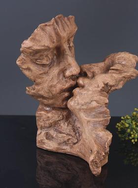 0亲吻泥塑摆件家居饰品树脂工艺品摆件酒柜玄关客厅卧室装饰摆件