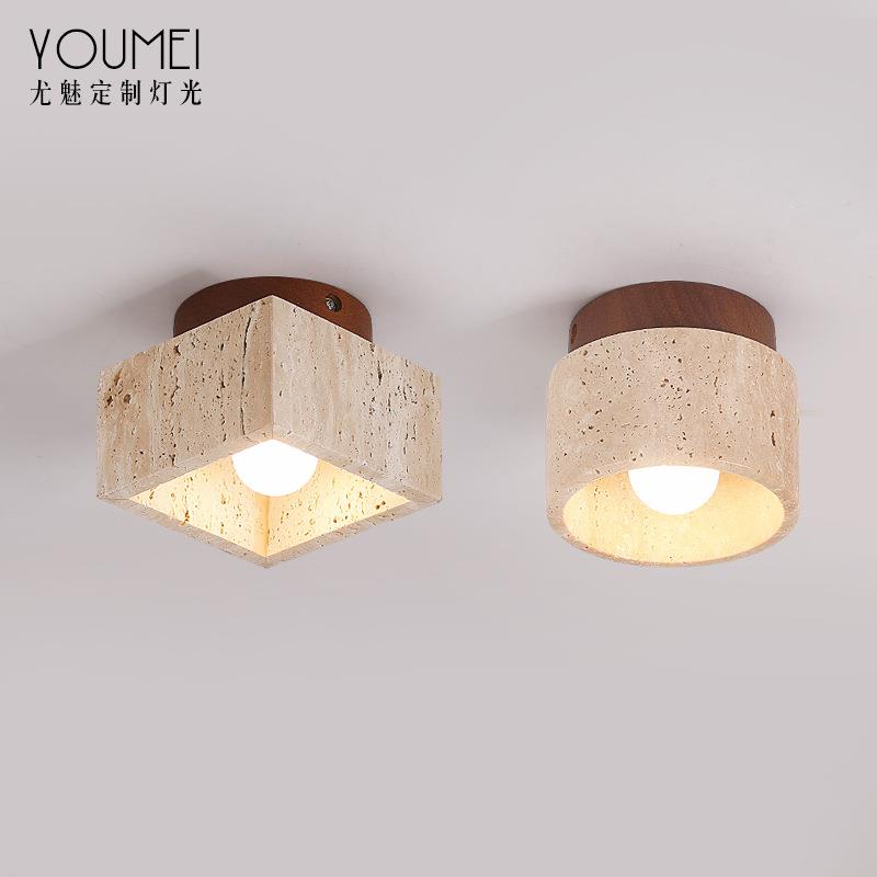 黄洞石吸顶灯侘寂设计师客厅卧室过道楼梯个性艺术奶油风卧室床头