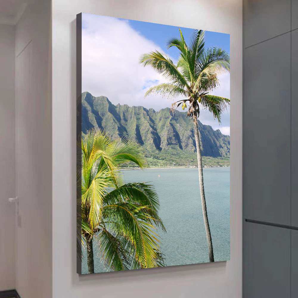 沙发背景墙客厅装饰画挂画现代简约卧室餐厅壁画大气风景椰树3181