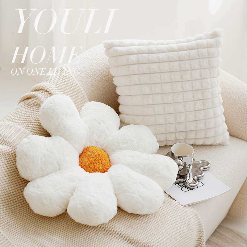 白色可爱奶油小泡芙 ins网红花朵抱枕靠垫客厅沙发抱枕套床上靠枕