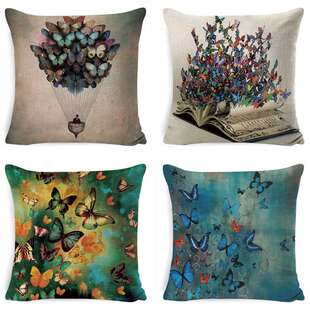 跨境抱枕套加工沙发靠垫亚麻抱枕亚马逊家居欧式靠垫套欧式古典