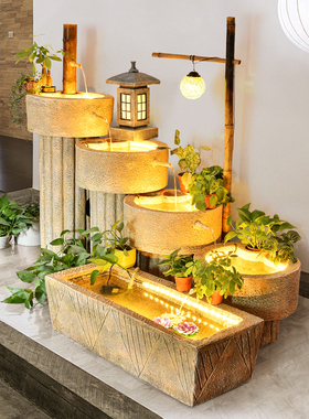 日式竹子景观流水摆件喷泉石磨鱼池阳台办公室餐厅庭院客厅装饰品