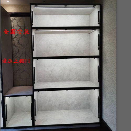 实木定制手办展示柜gk雕像柜模型乐高兵人火影海贼液压翻门展柜