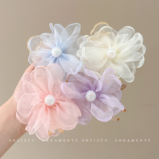 儿童超仙花朵流苏抓夹女2025新款小女孩发夹丸子头花固定夹子头饰