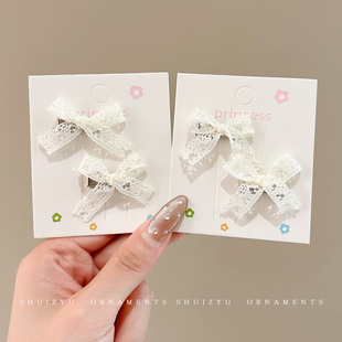 蕾丝蝴蝶结发夹女2025年新款高级感侧边刘海夹甜美公主风发夹头饰