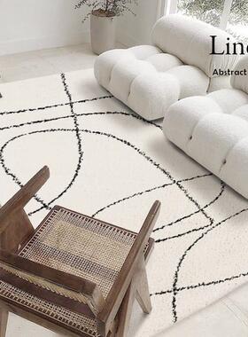 客地毯卧室in20210203s风现条代简约轻奢黑白线 线0茶几垫白色22