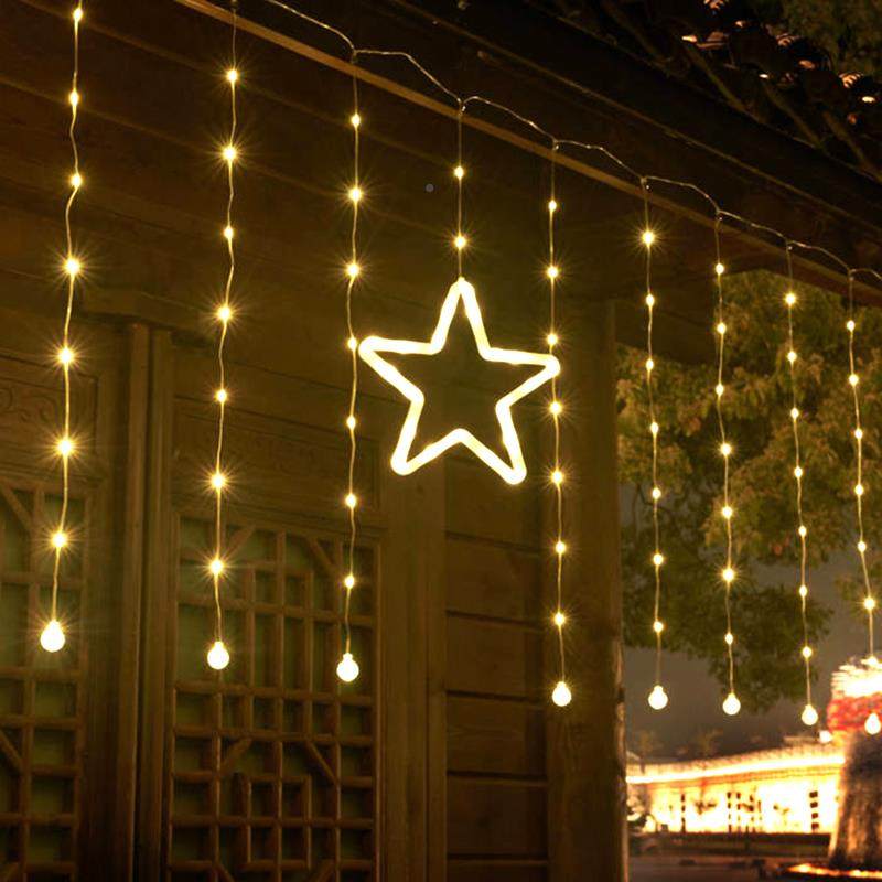 太阳星星瀑布庭冰条窗帘灯满天小彩灯星能HGK串户外防水院阳台装