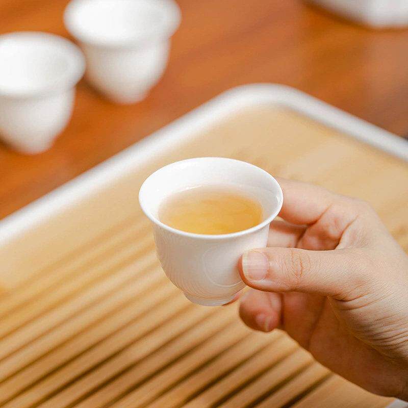 高档白瓷茶具套装IZM茶泡家用简约白茶色壶盖碗茶茶杯盘整套功夫