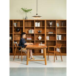 缅甸议柚木广餐岛广岛椅书椅椅桌椅茶椅工作会客椅高靠背会室原木