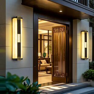 中式外防程水壁灯别墅大门口柱子灯园仿云石户室外壁灯庭院花工灯