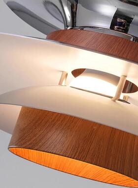 全光谱包豪斯PH飞碟中厅吊灯复古胡桃木纹古护眼铬色创意饭KVO吧