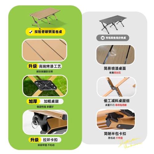 露探险者露野营桌椅套装户外折叠蛋卷桌椅便携式营餐桌子装备TXZ-