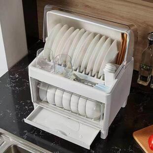 带盖架防尘碗家用厨房碗具柜碗3270筷收纳餐装碗箱盘沥水小型碟置