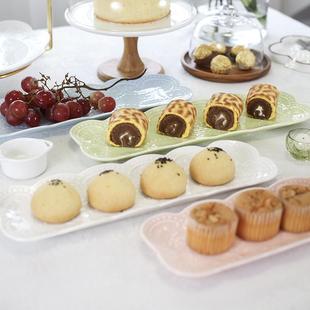摆盘寿司盘面包点心盘 北欧浮雕烘焙餐具早餐盘蛋糕盘子长方盘日式