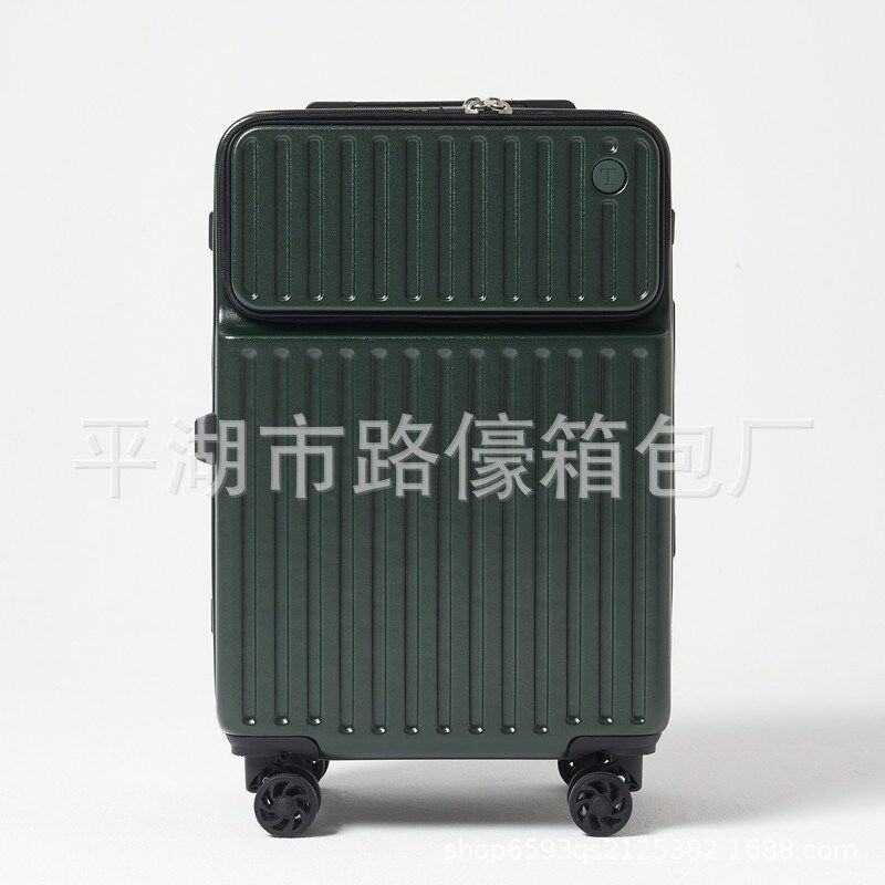 前开口行李箱女20寸万向轮旅行箱可充电带杯架拉杆箱男24学生箱子