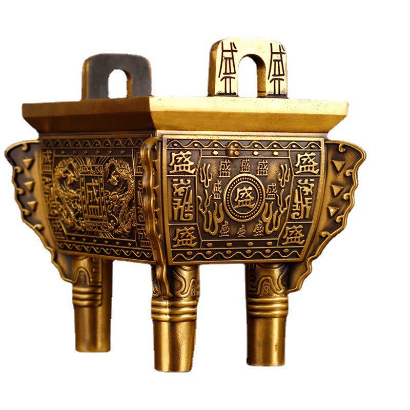 铜鼎摆件纯铜鼎盛千秋客厅办公桌装饰品开业乔迁礼品办公室摆设