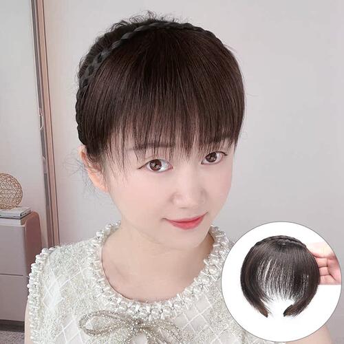 夏季薄款发箍刘i海一体全真发前额假头帘遮盖白发碎齐造型假发片
