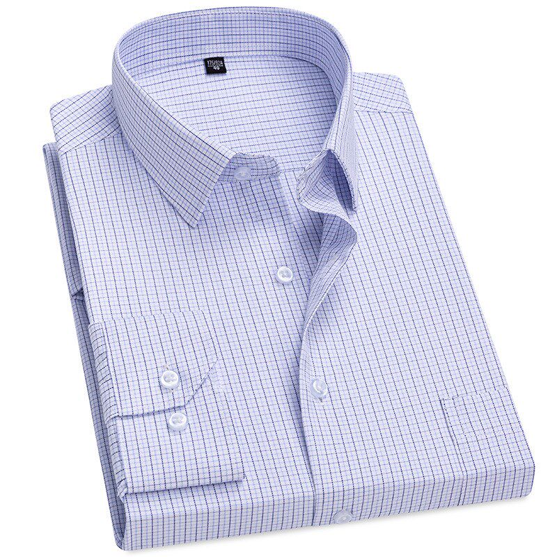 2025新款免烫衬衫男士长袖条纹抗皱白衬衣职业上班商务男