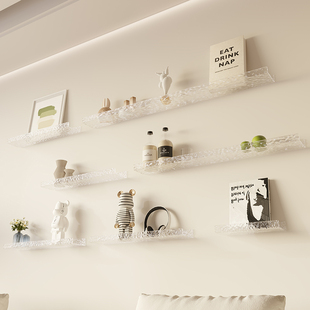 透明压克力置物架壁挂一字隔板化妆室客厅墙壁收纳层架展示架置物