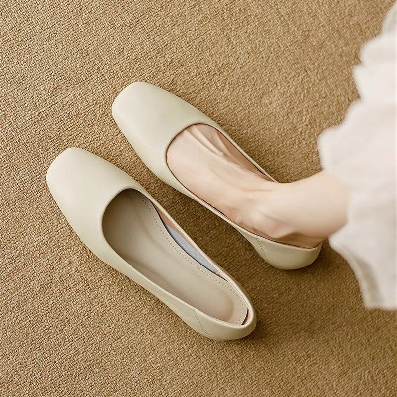 奶奶鞋女平底2024夏季新款法式晚晚风浅口方头单鞋软皮软底豆豆鞋,女鞋,浅口单鞋,淘宝优惠券,粉丝福利购,淘宝优惠卷