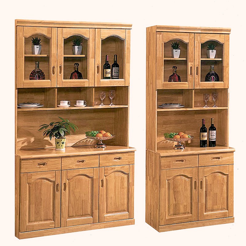 现代简约全实木餐边柜酒柜一体靠墙储物柜碗柜厨房客.厅家用包邮
