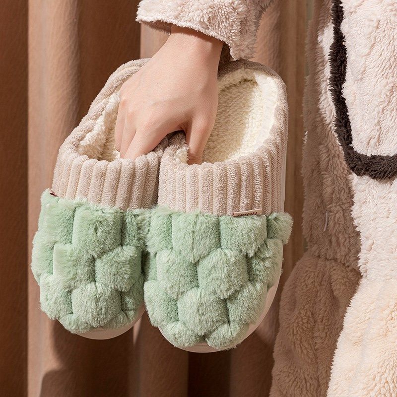 6双装棉拖鞋女秋冬季家居家用待客室内厚底防滑保暖月子拖鞋男冬5