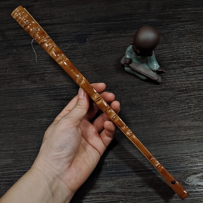 文玩扇子9.5寸老烟杆料罗汉竹去皮留节十三太保扇骨工艺折扇13节