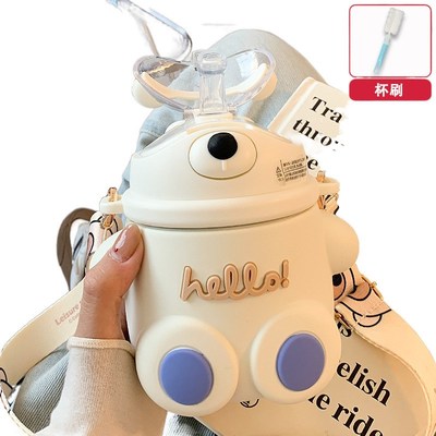 可爱保温杯女生高颜值大容量超萌儿童水杯学生便携吸管杯子