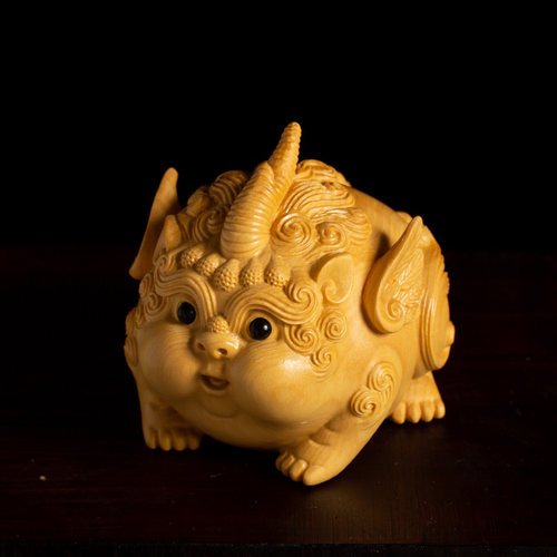 黄杨木招财貔貅摆件转运手把件皮丘工艺品M男士随身把玩木雕小挂