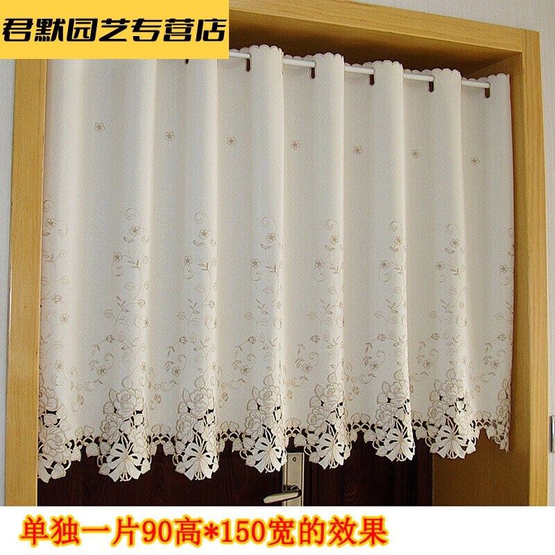 韩式布艺窗帘成品门帘穿管帘半帘窗幔帘刺绣厨房帘咖啡帘玄关隔断