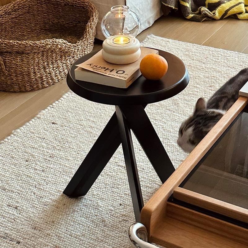 复中古实木沙发边小茶几客厅侘寂风阳台飘窗餐桌凳黑色圆床头柜子,住宅家具,角几/边几,淘宝优惠券,粉丝福利购,淘宝优惠卷