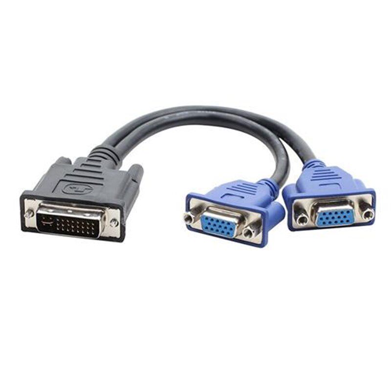 DVI24+5转双VGA线2p4+1针dvi公转2vga母dvi转vga转接线dvi一分二
