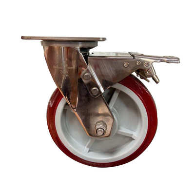 强多万向轮轮子重型带刹车3寸4寸静音手推平板拖车不锈钢脚轮