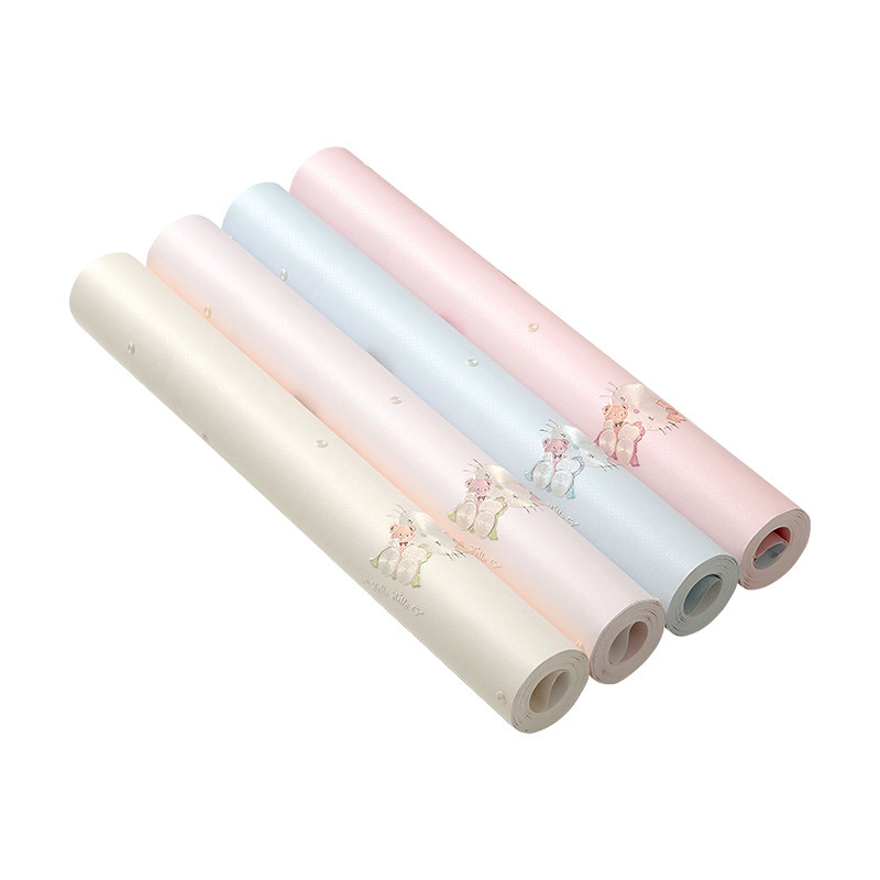 儿童墙纸自粘卧室温馨贴纸女孩粉色环保墙贴家用自贴WY无甲醛墙壁