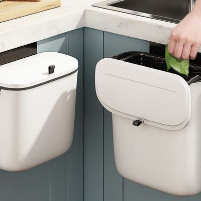 厨房垃圾桶带盖家l用橱柜门壁挂厕所卫生间客厅纸篓厨余挂式收纳