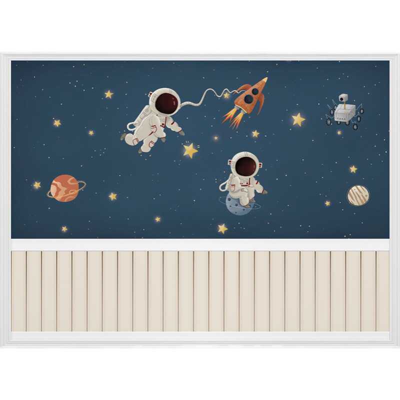 儿童房墙纸男孩卡通卧室墙布太空主题壁纸壁画定制壁布墙面装饰