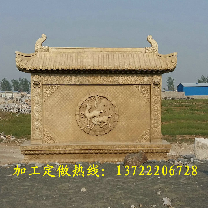 仿古石雕屏风 汉白玉屏风隔断 石雕影壁家装壁画浮雕墙饰品影壁墙