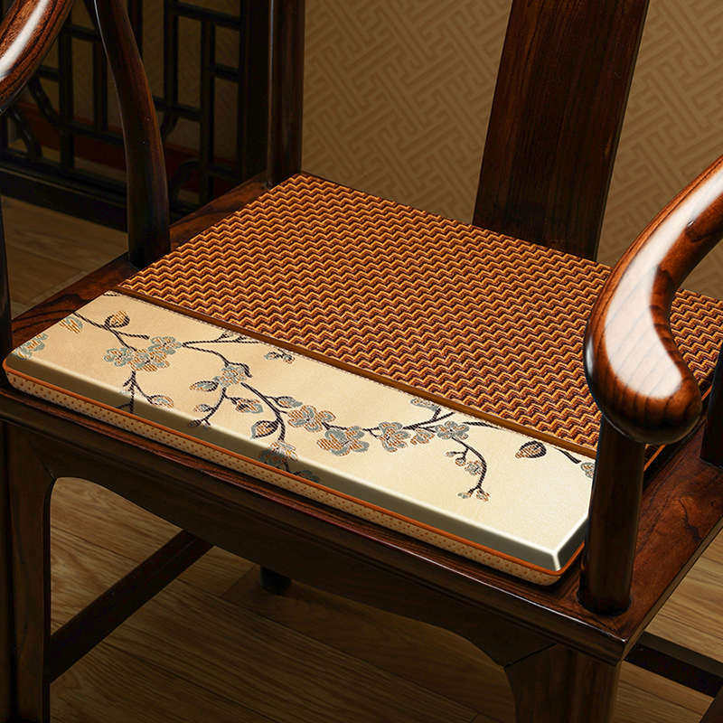 新中式椅垫凳子垫子夏天红木沙发垫坐垫办公室椅子垫夏季藤席座垫