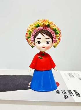 泉州蟳蜅女可摇头车内装饰汽车内饰品装饰可爱簪花女网红车载摆件