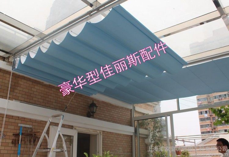 阳光房遮阳顶帘玻璃房p顶帘隔热电动天窗阳台顶棚遮阳顶帘手动电