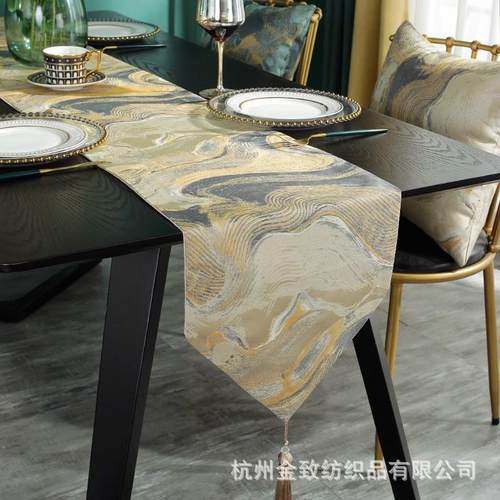 直销水墨餐桌桌旗茶席新中式轻奢高档美式北欧茶几餐边柜桌布