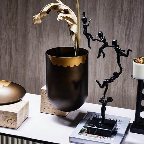 梵茜家居轻奢样板间金属花器烛台果盘组合客厅玄关装饰品摆件