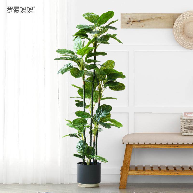 罗曼妈妈北欧大型仿真植物西瓜叶树落地盆栽玄关客厅橱窗装饰摆件,智能设备,其他智能设备,淘宝优惠券,粉丝福利购,淘宝优惠卷