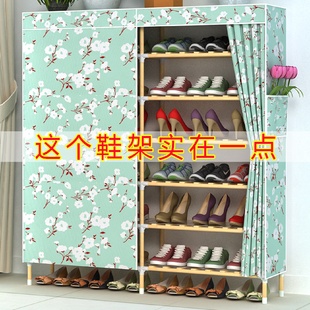 简易新款 架多层实木 家用防尘牛津布艺经济型省空间鞋 柜宿舍双排鞋